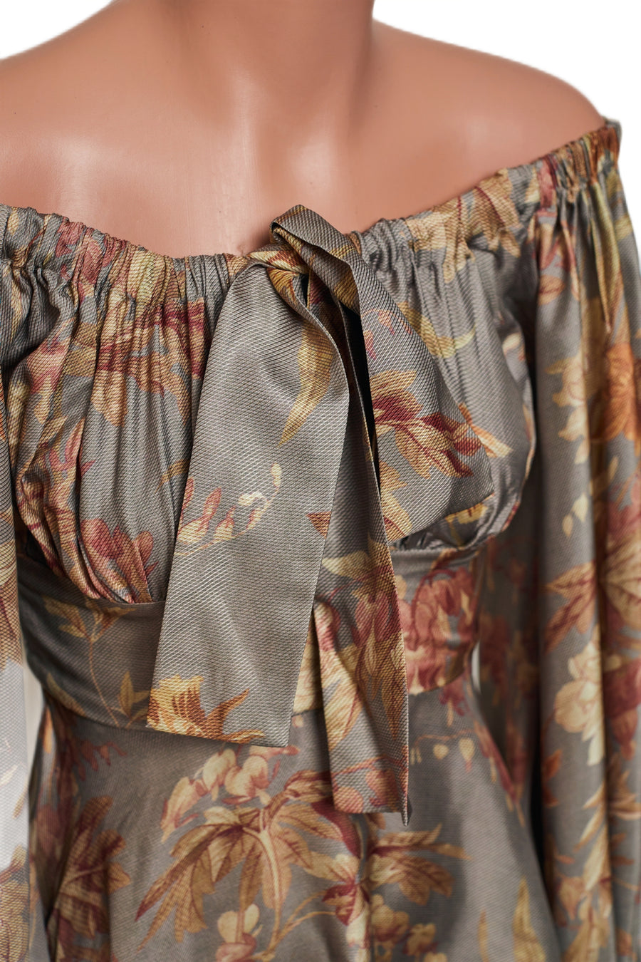 Floral Print Silk Dress with Ribbon