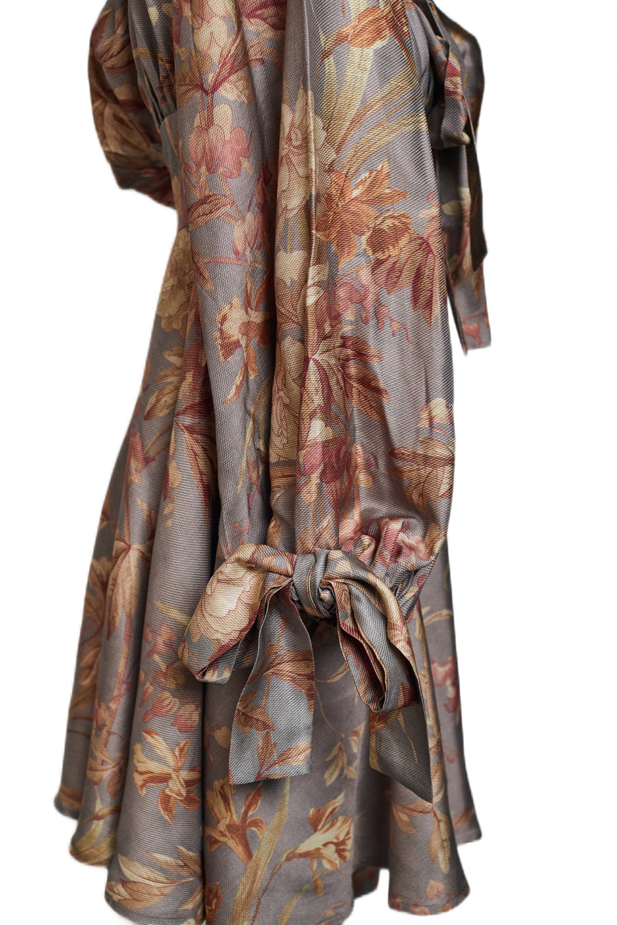 Floral Print Silk Dress with Ribbon