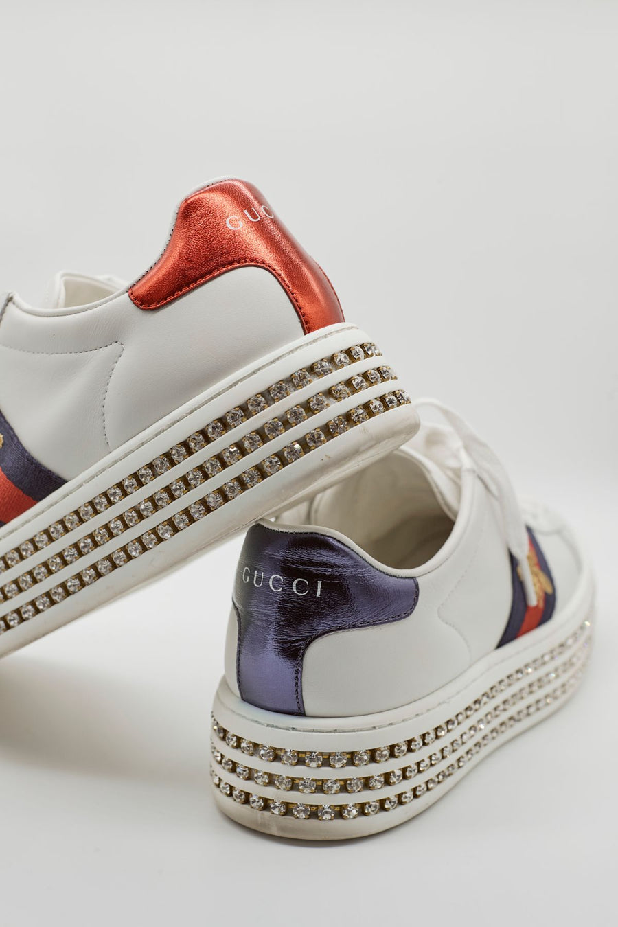 Woman's Gucci Ace Sneaker With Crystals
