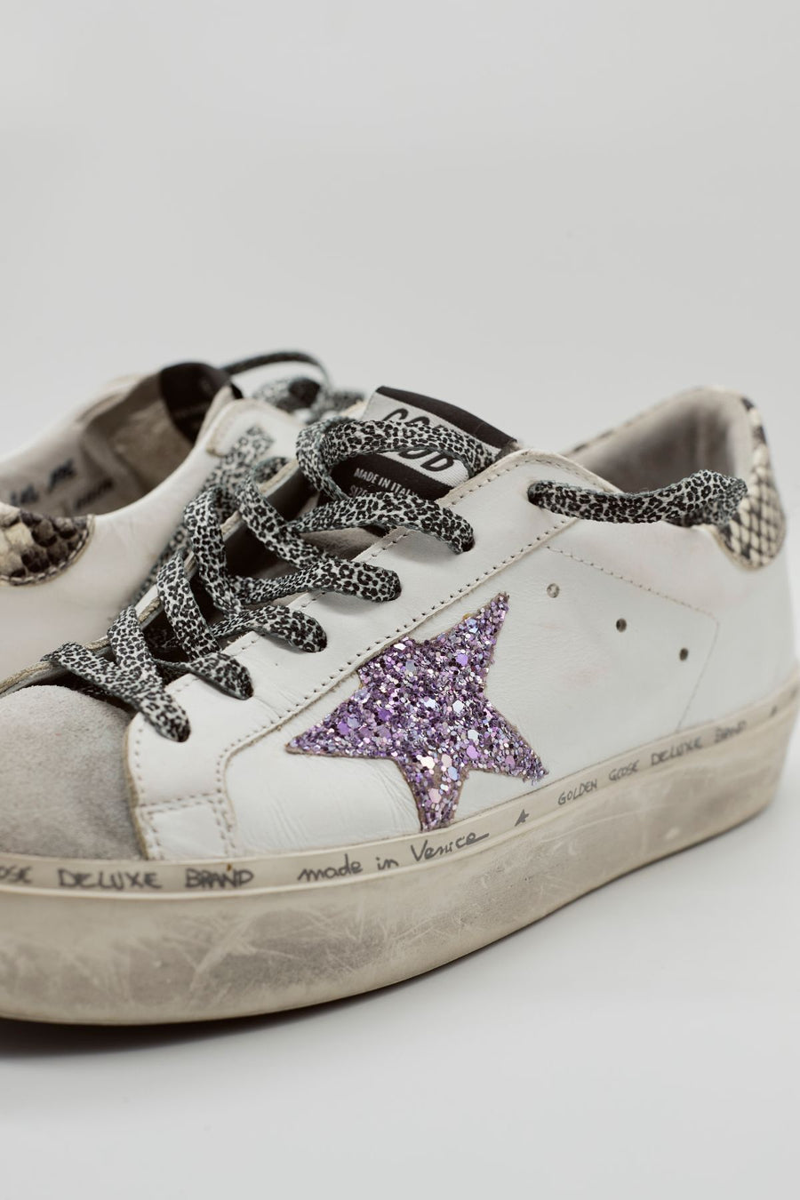 Purple Glitter Mid Star and White Body Sneakers
